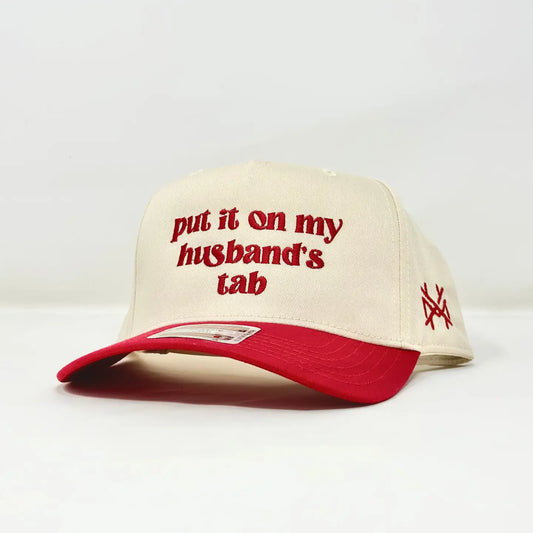 Put It On My Husband's Tab - Red Wine/Natural Otto Trucker Hat